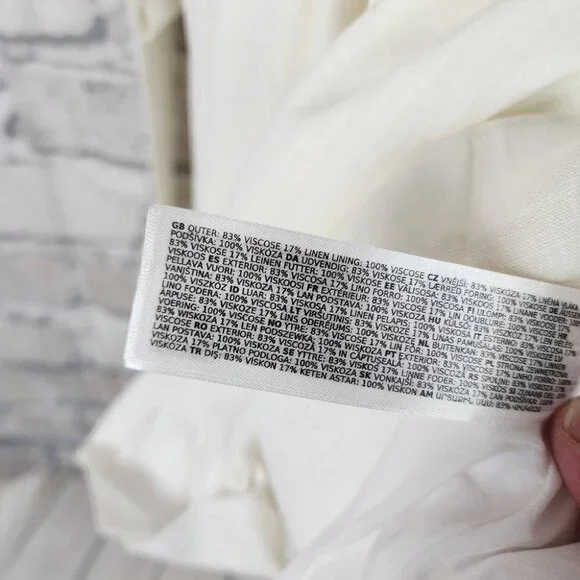 Ever New Puff Sleeve Ruffle Mini Dress Smocked Neckline Porcelain Ivory Size 6 - Picture 14 of 15